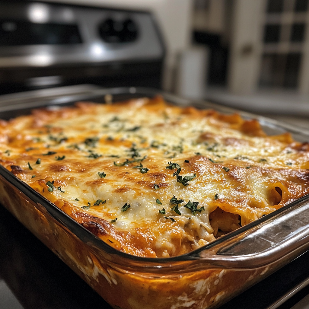 Barilla lasagna with layers of pasta, sauce, cheese, and herbs baked to perfection.